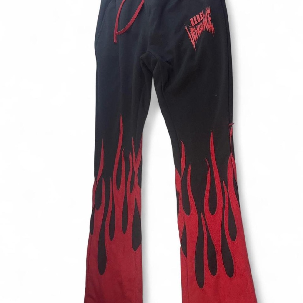 Rebels Black and Red Flame Joggers